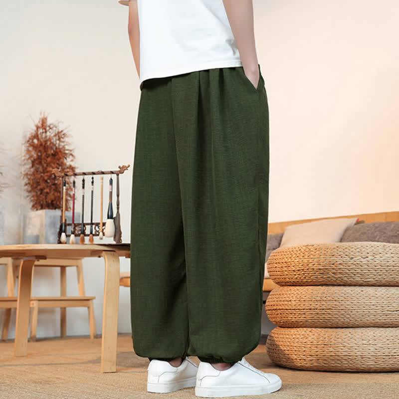 Buddha Stones Lässige, einfarbige Herren-Cropped-Hose mit Kordelzug für Frühling und Sommer, gerades Bein und Tasche - image 20