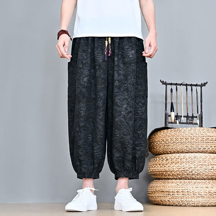 Buddha Stones Lässige Boho-Caprihose für Herren mit Kordelzug und Tasche – ideal für Frühling und Sommer - Schwarz - US/UK/AU48, EU58 (5XL) - image 14