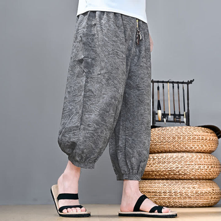 Buddha Stones Lässige Boho-Caprihose für Herren mit Kordelzug und Tasche – ideal für Frühling und Sommer - image 11