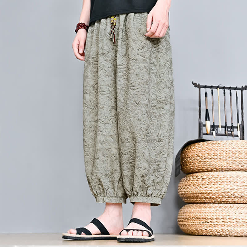 Buddha Stones Lässige Boho-Caprihose für Herren mit Kordelzug und Tasche – ideal für Frühling und Sommer - image 1