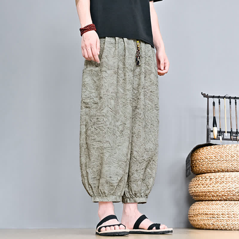 Buddha Stones Lässige Boho-Caprihose für Herren mit Kordelzug und Tasche – ideal für Frühling und Sommer - image 3
