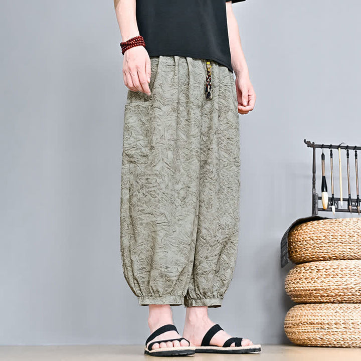 Buddha Stones Lässige Boho-Caprihose für Herren mit Kordelzug und Tasche – ideal für Frühling und Sommer - image 3