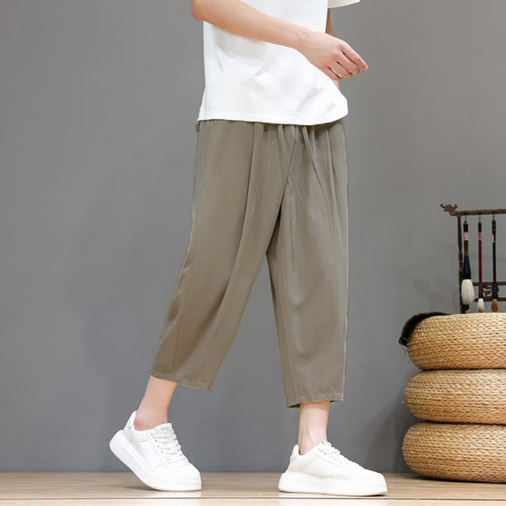 Buddha Stones Lässige Caprihose mit Kordelzug für Herren, einfarbig, mit Tasche, ideal für Frühling und Sommer - image 21