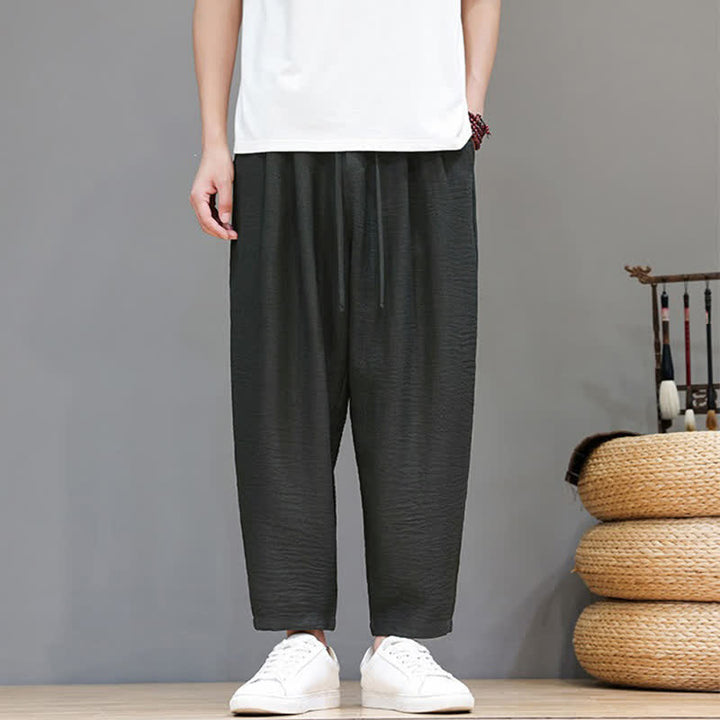 Buddha Stones Lässige, minimalistische Herren-Haremshose mit Kordelzug und Tasche für Frühling und Sommer - image 5