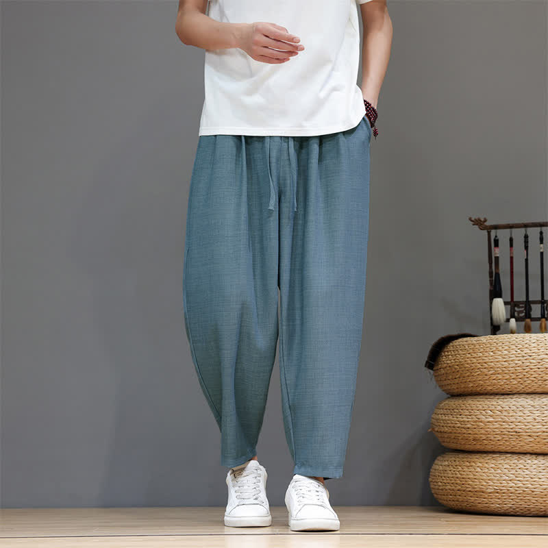 Buddha Stones Lässige, minimalistische Herren-Haremshose mit Kordelzug und Tasche für Frühling und Sommer - image 15