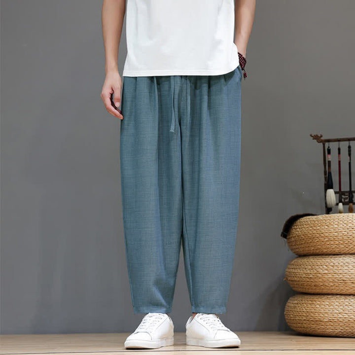 Buddha Stones Lässige, minimalistische Herren-Haremshose mit Kordelzug und Tasche für Frühling und Sommer - Hellblau - US/UK/AU46, EU56 (5XL) - image 8