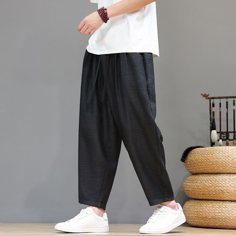 Buddha Stones Lässige, minimalistische Herren-Haremshose mit Kordelzug und Tasche für Frühling und Sommer - image 20