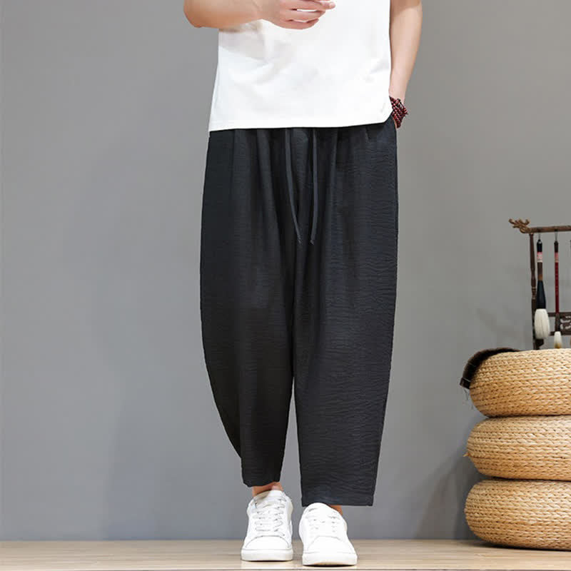 Buddha Stones Lässige, minimalistische Herren-Haremshose mit Kordelzug und Tasche für Frühling und Sommer - image 17