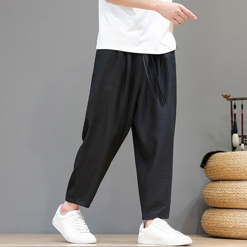 Buddha Stones Lässige, minimalistische Herren-Haremshose mit Kordelzug und Tasche für Frühling und Sommer - image 22