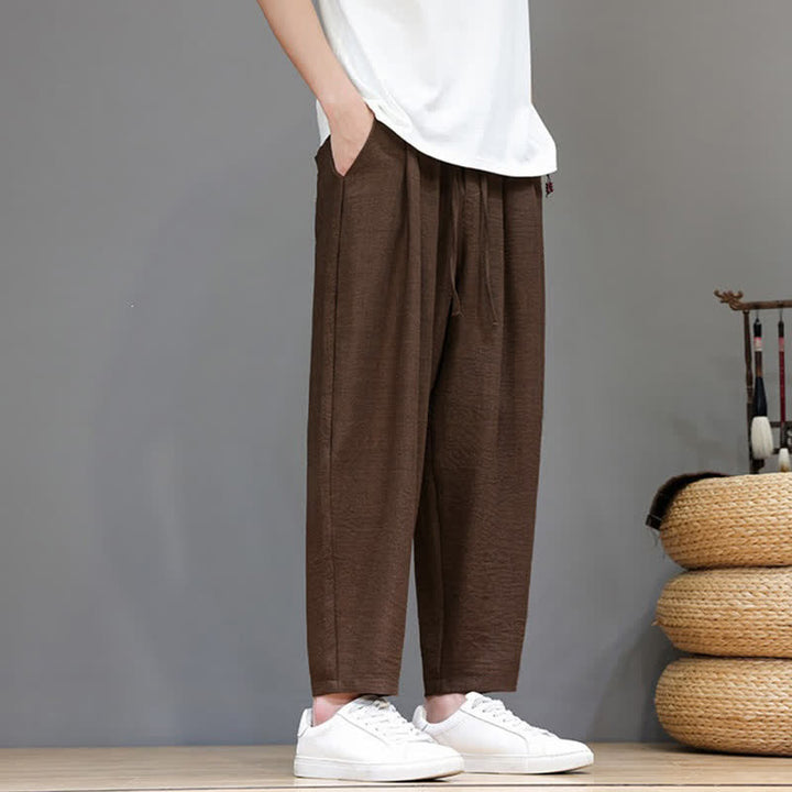 Buddha Stones Lässige, minimalistische Herren-Haremshose mit Kordelzug und Tasche für Frühling und Sommer - image 29
