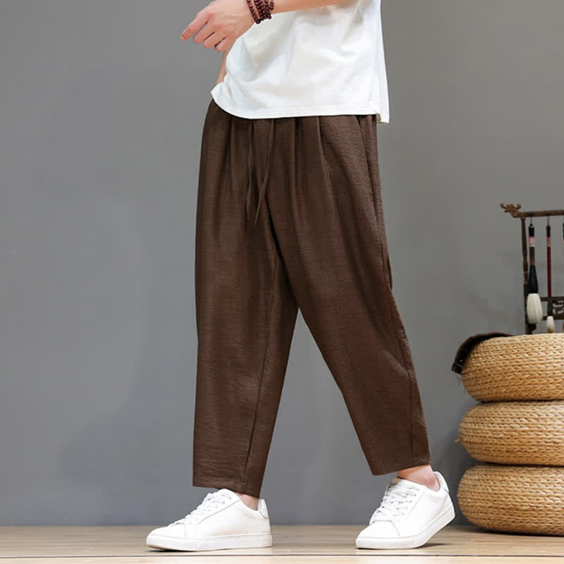 Buddha Stones Lässige, minimalistische Herren-Haremshose mit Kordelzug und Tasche für Frühling und Sommer - image 27