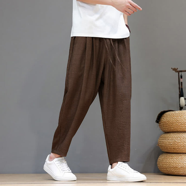 Buddha Stones Lässige, minimalistische Herren-Haremshose mit Kordelzug und Tasche für Frühling und Sommer - image 25