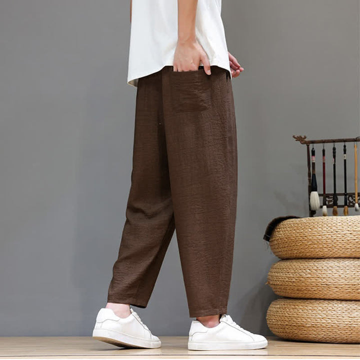 Buddha Stones Lässige, minimalistische Herren-Haremshose mit Kordelzug und Tasche für Frühling und Sommer - image 28