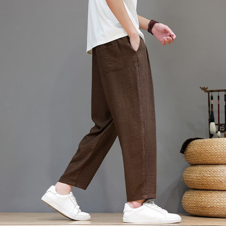 Buddha Stones Lässige, minimalistische Herren-Haremshose mit Kordelzug und Tasche für Frühling und Sommer - image 30