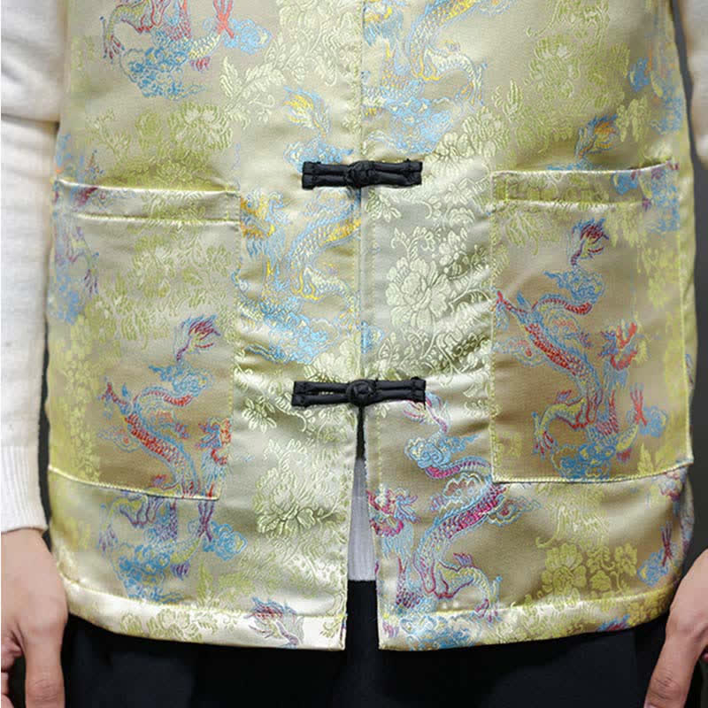 Buddha Stones Herbst/Winter Tang Style Mandarin Collar Dragon Phoenix Tank Top Herrenweste mit Taschen - image 8