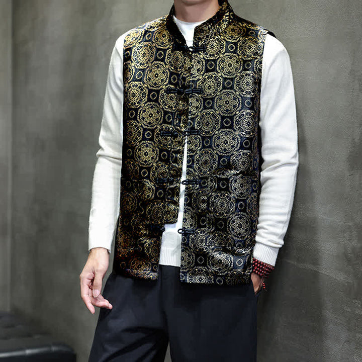 Buddha Stones Herbst/Winter Tang Style Mandarin Collar Dragon Phoenix Tank Top Herrenweste mit Taschen - image 12