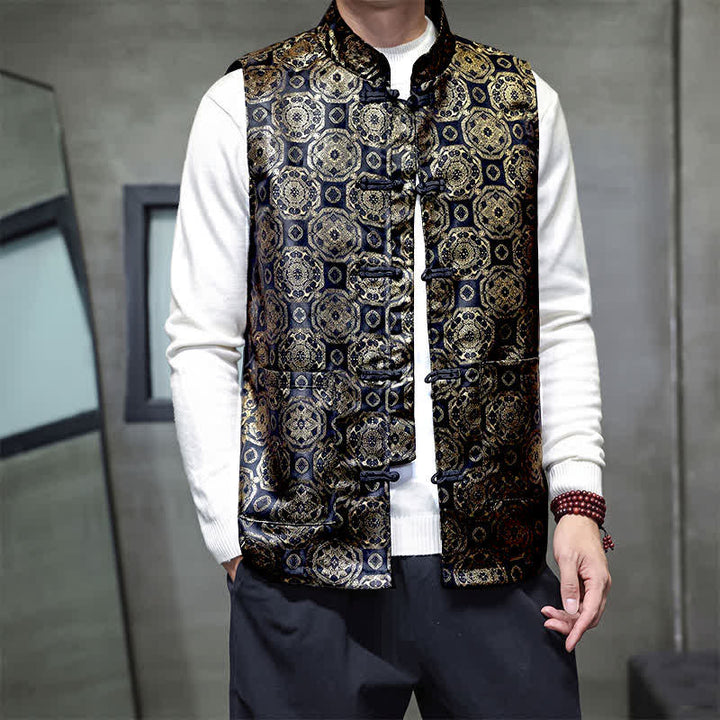 Buddha Stones Herbst/Winter Tang Style Mandarin Collar Dragon Phoenix Tank Top Herrenweste mit Taschen - image 15