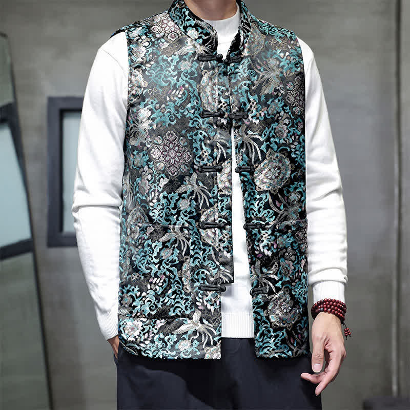 Buddha Stones Herbst/Winter Tang Style Mandarin Collar Dragon Phoenix Tank Top Herrenweste mit Taschen - image 19