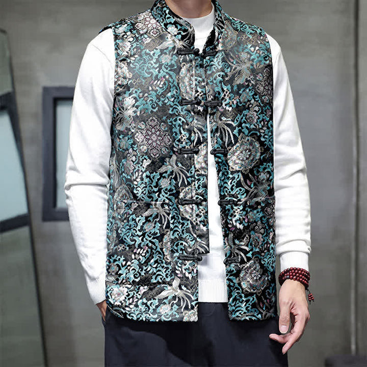 Buddha Stones Herbst/Winter Tang Style Mandarin Collar Dragon Phoenix Tank Top Herrenweste mit Taschen - image 19