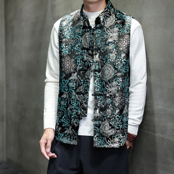 Buddha Stones Herbst/Winter Tang Style Mandarin Collar Dragon Phoenix Tank Top Herrenweste mit Taschen - image 25