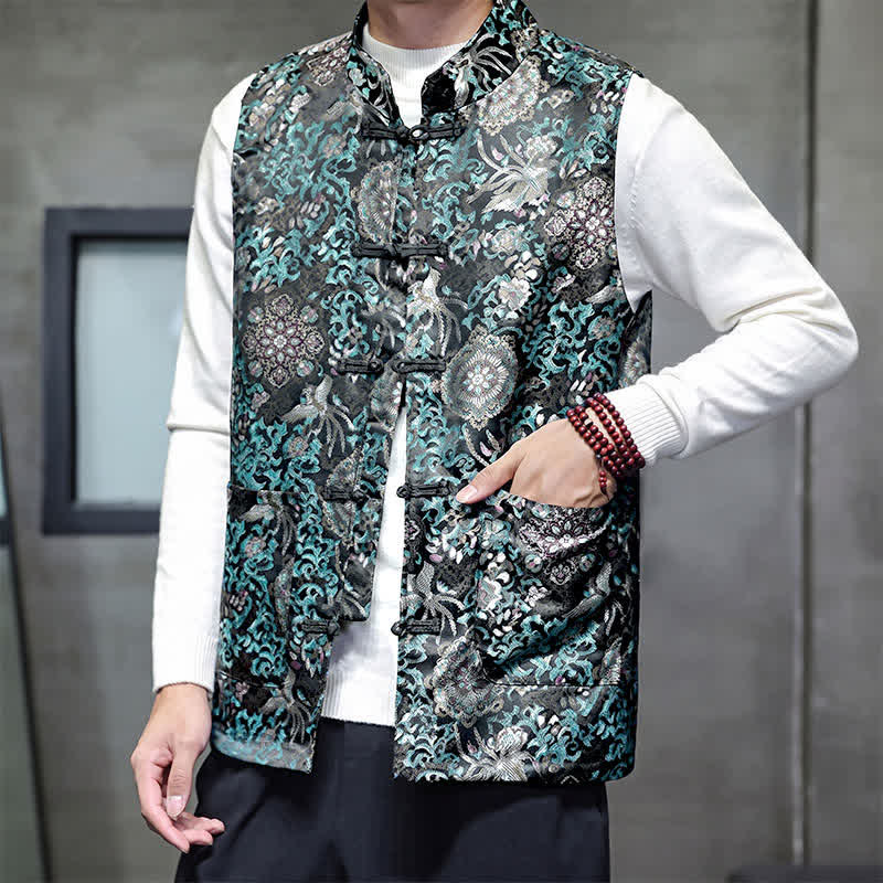 Buddha Stones Herbst/Winter Tang Style Mandarin Collar Dragon Phoenix Tank Top Herrenweste mit Taschen - image 20