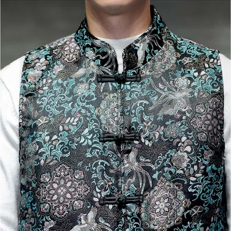 Buddha Stones Herbst/Winter Tang Style Mandarin Collar Dragon Phoenix Tank Top Herrenweste mit Taschen - image 27