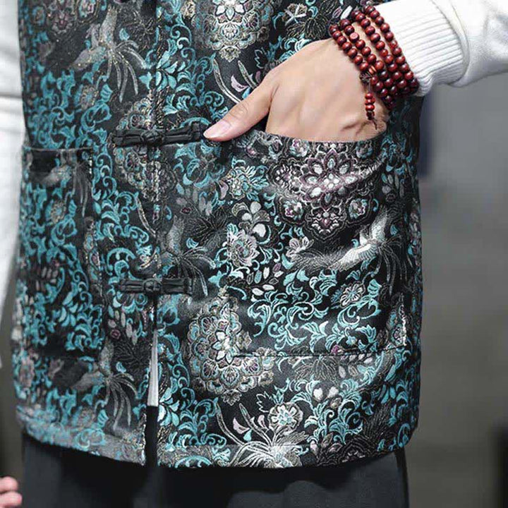 Buddha Stones Herbst/Winter Tang Style Mandarin Collar Dragon Phoenix Tank Top Herrenweste mit Taschen - image 29