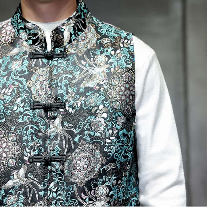 Buddha Stones Herbst/Winter Tang Style Mandarin Collar Dragon Phoenix Tank Top Herrenweste mit Taschen - image 28