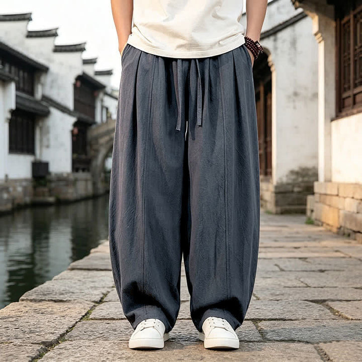 Buddha Stones Retro-Hose für Herren, schlicht, mit Kordelzug, geradem Bein und Tasche, ideal für Frühling und Sommer. - DimGray - US/UK/AU46, EU56 (5XL) - image 0