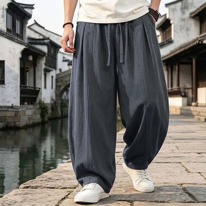 Buddha Stones Retro-Hose für Herren, schlicht, mit Kordelzug, geradem Bein und Tasche, ideal für Frühling und Sommer. - image 2
