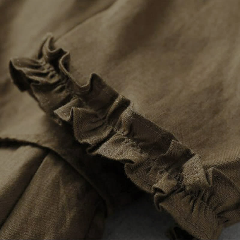 Buddha Stones Elegantes, minimalistisches, einfarbiges Damenkleid mit V-Ausschnitt, kurzen Ärmeln und Tasche für Frühling und Sommer. - image 8
