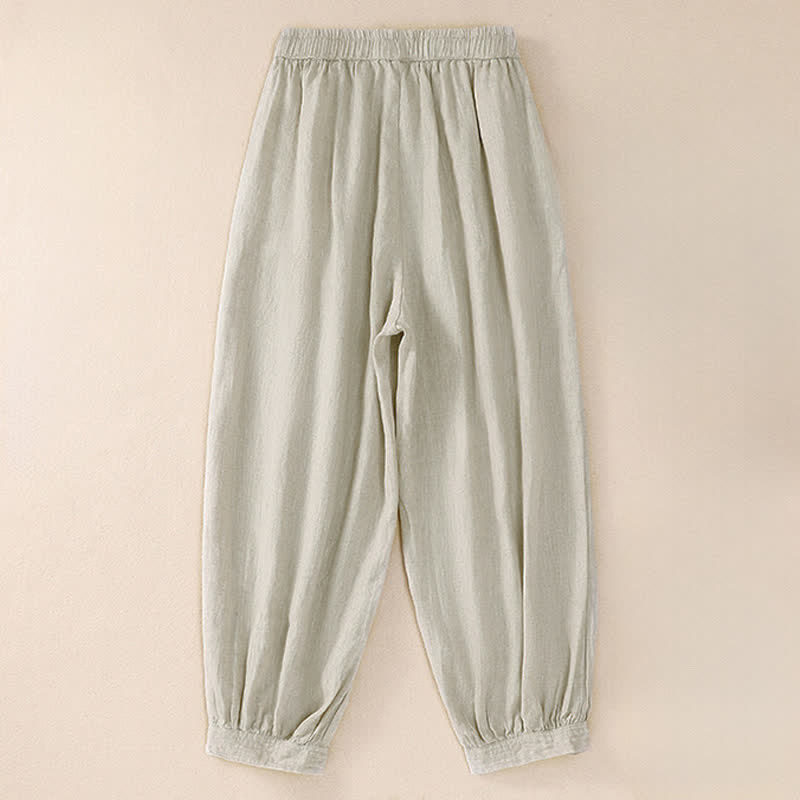 Buddha Stones Frühling/Sommer Basic Casual Uni Cropped Pants Damen Haremshosen mit Taschen - image 16