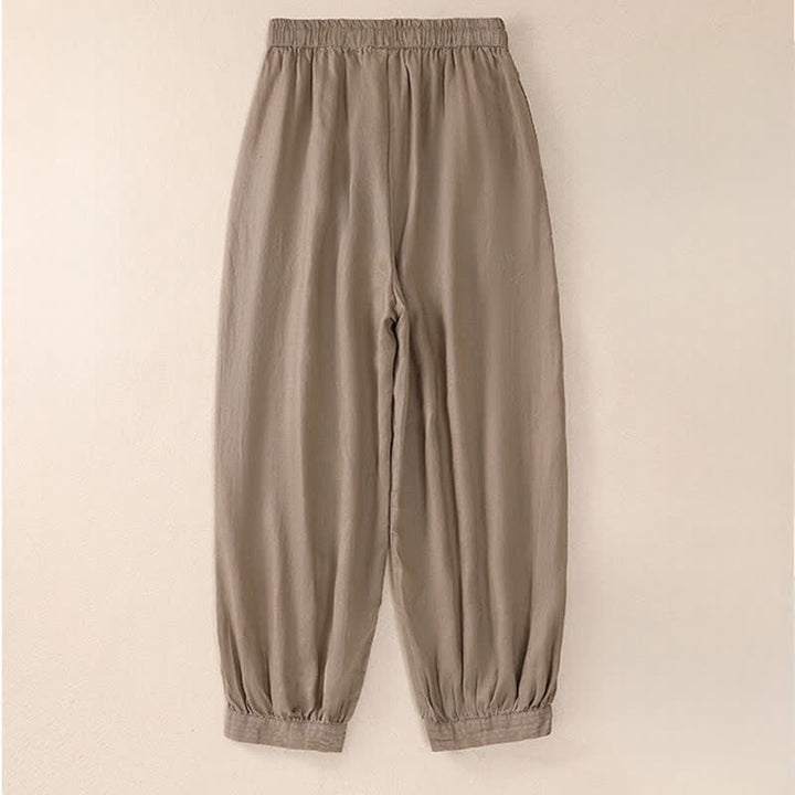 Buddha Stones Frühling/Sommer Basic Casual Uni Cropped Pants Damen Haremshosen mit Taschen - image 1