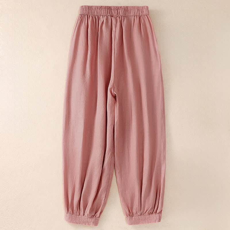 Buddha Stones Frühling/Sommer Basic Casual Uni Cropped Pants Damen Haremshosen mit Taschen - image 7