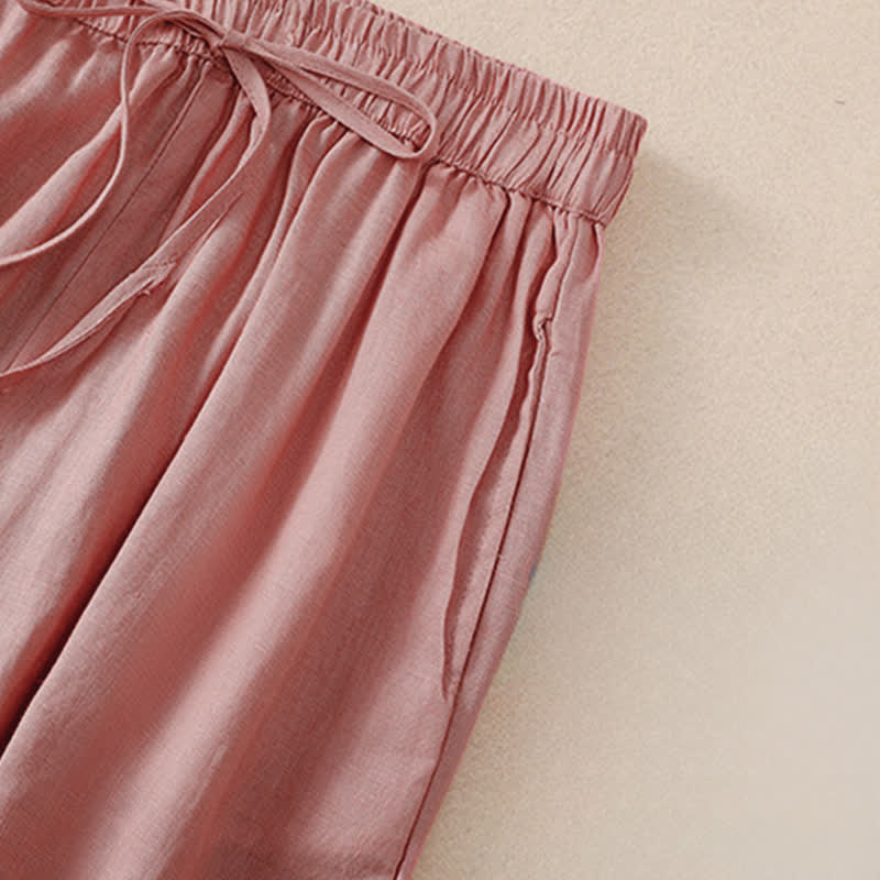 Buddha Stones Frühling/Sommer Basic Casual Uni Cropped Pants Damen Haremshosen mit Taschen - image 10