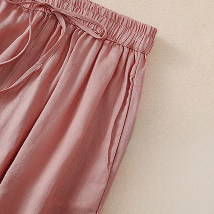 Buddha Stones Frühling/Sommer Basic Casual Uni Cropped Pants Damen Haremshosen mit Taschen - image 10