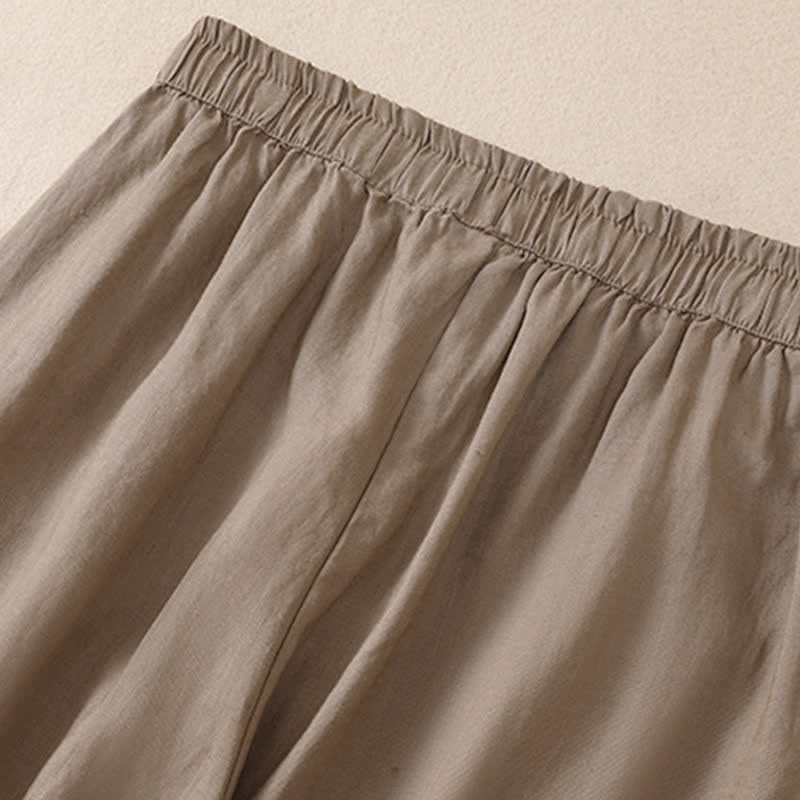 Buddha Stones Frühling/Sommer Basic Casual Uni Cropped Pants Damen Haremshosen mit Taschen - image 3