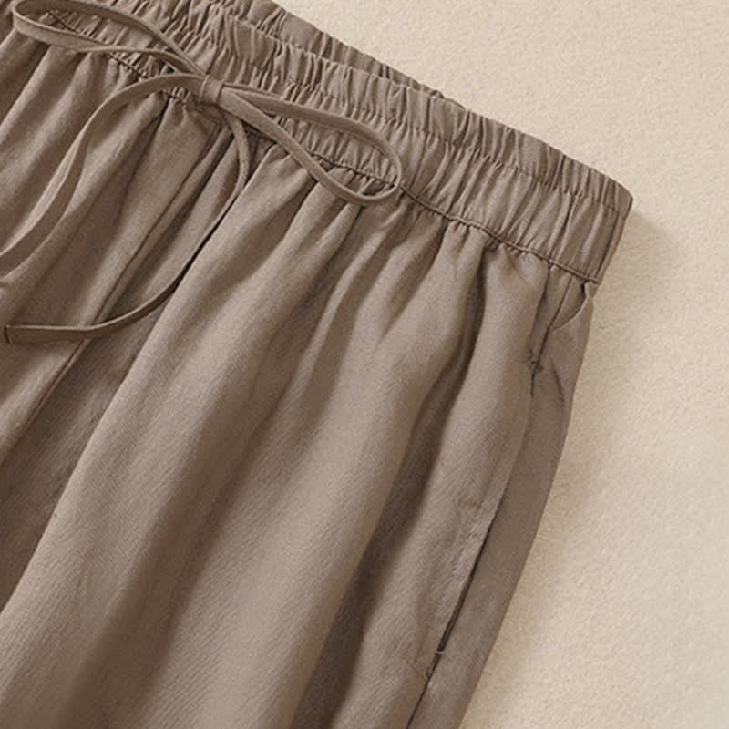 Buddha Stones Frühling/Sommer Basic Casual Uni Cropped Pants Damen Haremshosen mit Taschen - image 4