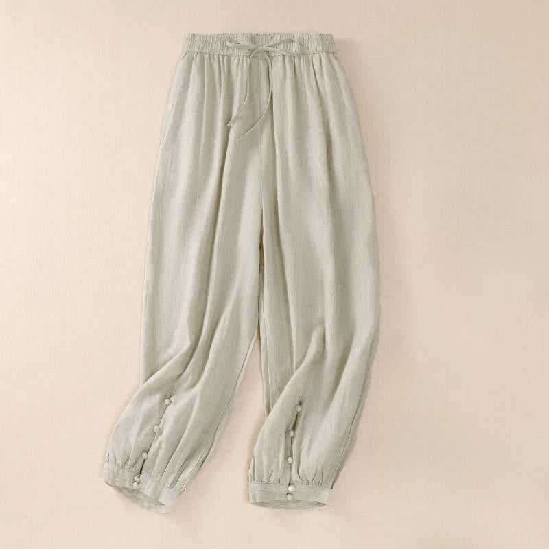 Buddha Stones Frühling/Sommer Basic Casual Uni Cropped Pants Damen Haremshosen mit Taschen - Leinen - US8-10, UK/AU12-14, EU40-42 (2XL) - image 15