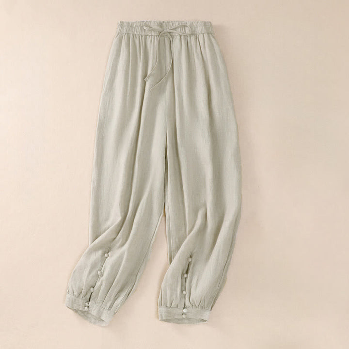 Buddha Stones Frühling/Sommer Basic Casual Uni Cropped Pants Damen Haremshosen mit Taschen - Leinen - US8-10, UK/AU12-14, EU40-42 (2XL) - image 15