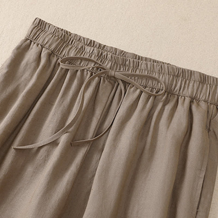 Buddha Stones Frühling/Sommer Basic Casual Uni Cropped Pants Damen Haremshosen mit Taschen - image 2