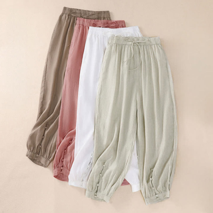 Buddha Stones Frühling/Sommer Basic Casual Uni Cropped Pants Damen Haremshosen mit Taschen - image 27