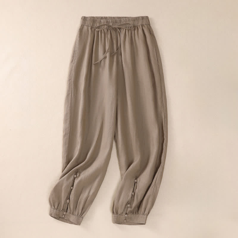 Buddha Stones Frühling/Sommer Basic Casual Uni Cropped Pants Damen Haremshosen mit Taschen - BurlyWood - US8-10, UK/AU12-14, EU40-42 (2XL) - image 0