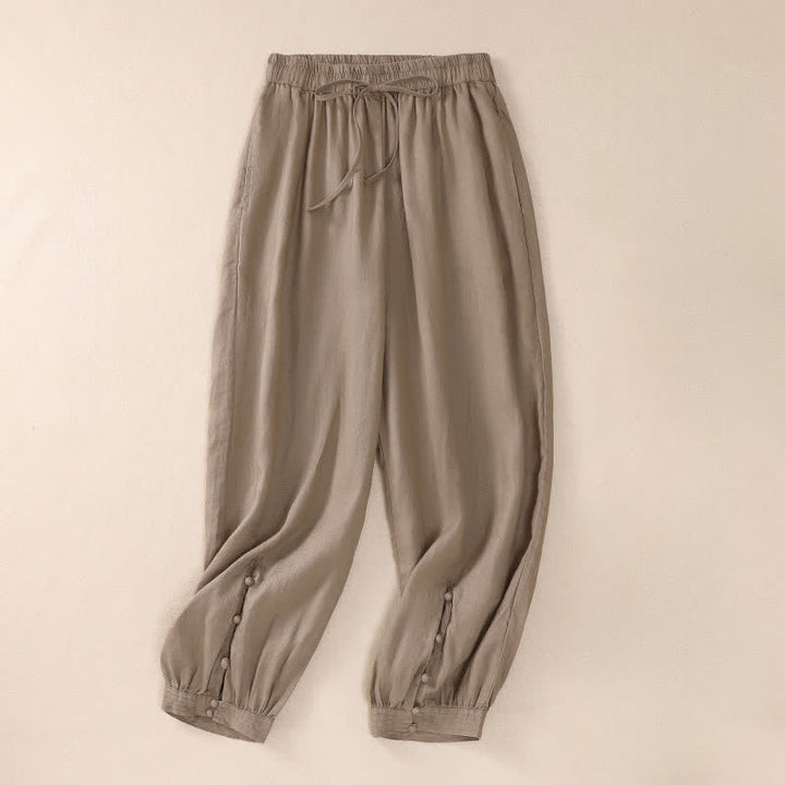 Buddha Stones Frühling/Sommer Basic Casual Uni Cropped Pants Damen Haremshosen mit Taschen - BurlyWood - US8-10, UK/AU12-14, EU40-42 (2XL) - image 0