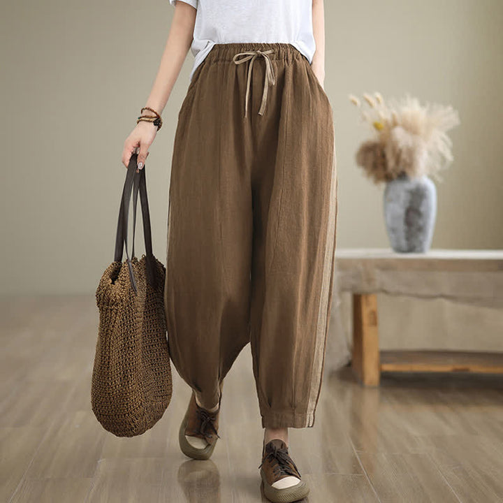 Buddha Stones Lässige, minimalistische Cropped-Hose mit Kordelzug für Damen, ideal für Frühling und Sommer, mit Tasche - image 17