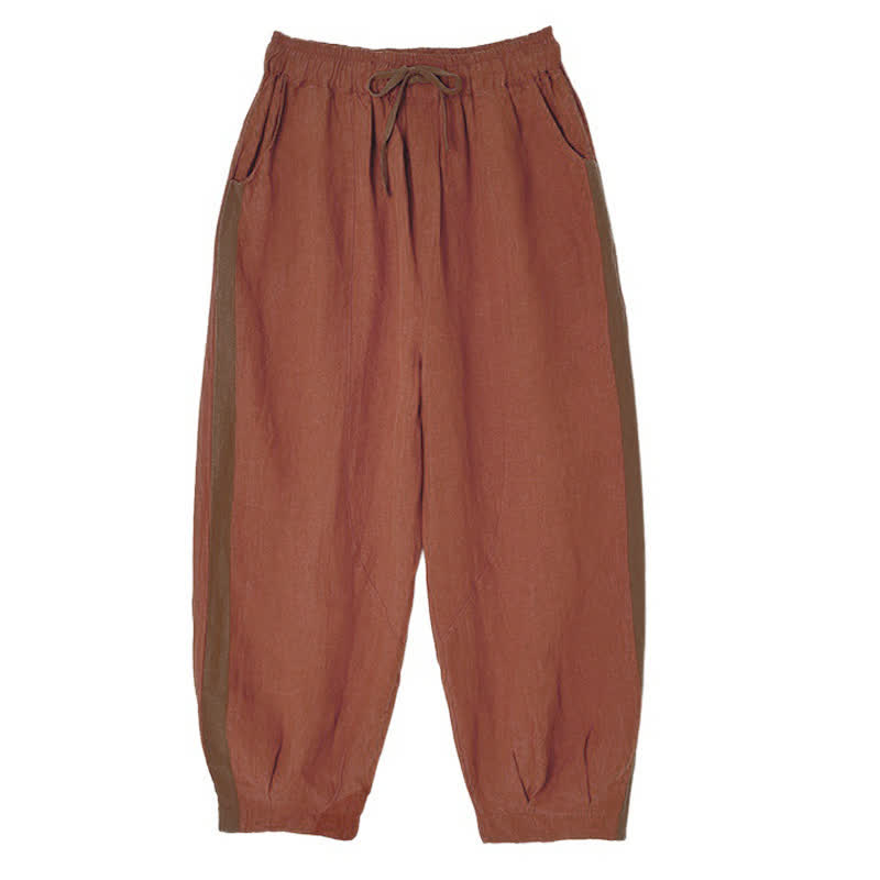 Buddha Stones Lässige, minimalistische Cropped-Hose mit Kordelzug für Damen, ideal für Frühling und Sommer, mit Tasche - image 5