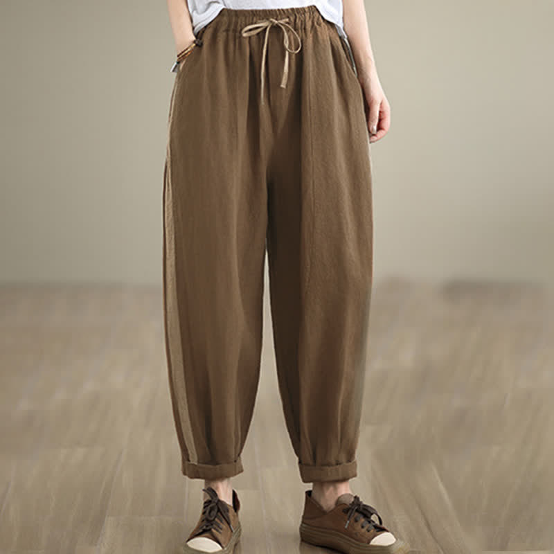 Buddha Stones Lässige, minimalistische Cropped-Hose mit Kordelzug für Damen, ideal für Frühling und Sommer, mit Tasche - Sienna - US8-10, UK/AU12-14, EU40-42 (2XL) - image 15