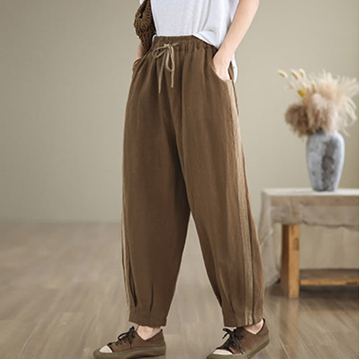Buddha Stones Lässige, minimalistische Cropped-Hose mit Kordelzug für Damen, ideal für Frühling und Sommer, mit Tasche - image 18