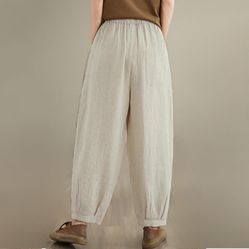 Buddha Stones Lässige, minimalistische Cropped-Hose mit Kordelzug für Damen, ideal für Frühling und Sommer, mit Tasche - image 24