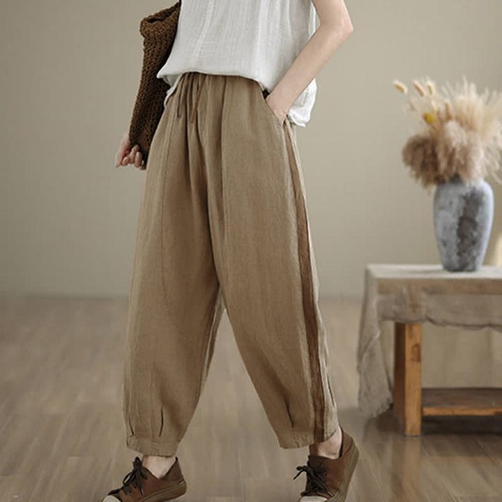 Buddha Stones Lässige, minimalistische Cropped-Hose mit Kordelzug für Damen, ideal für Frühling und Sommer, mit Tasche - image 13